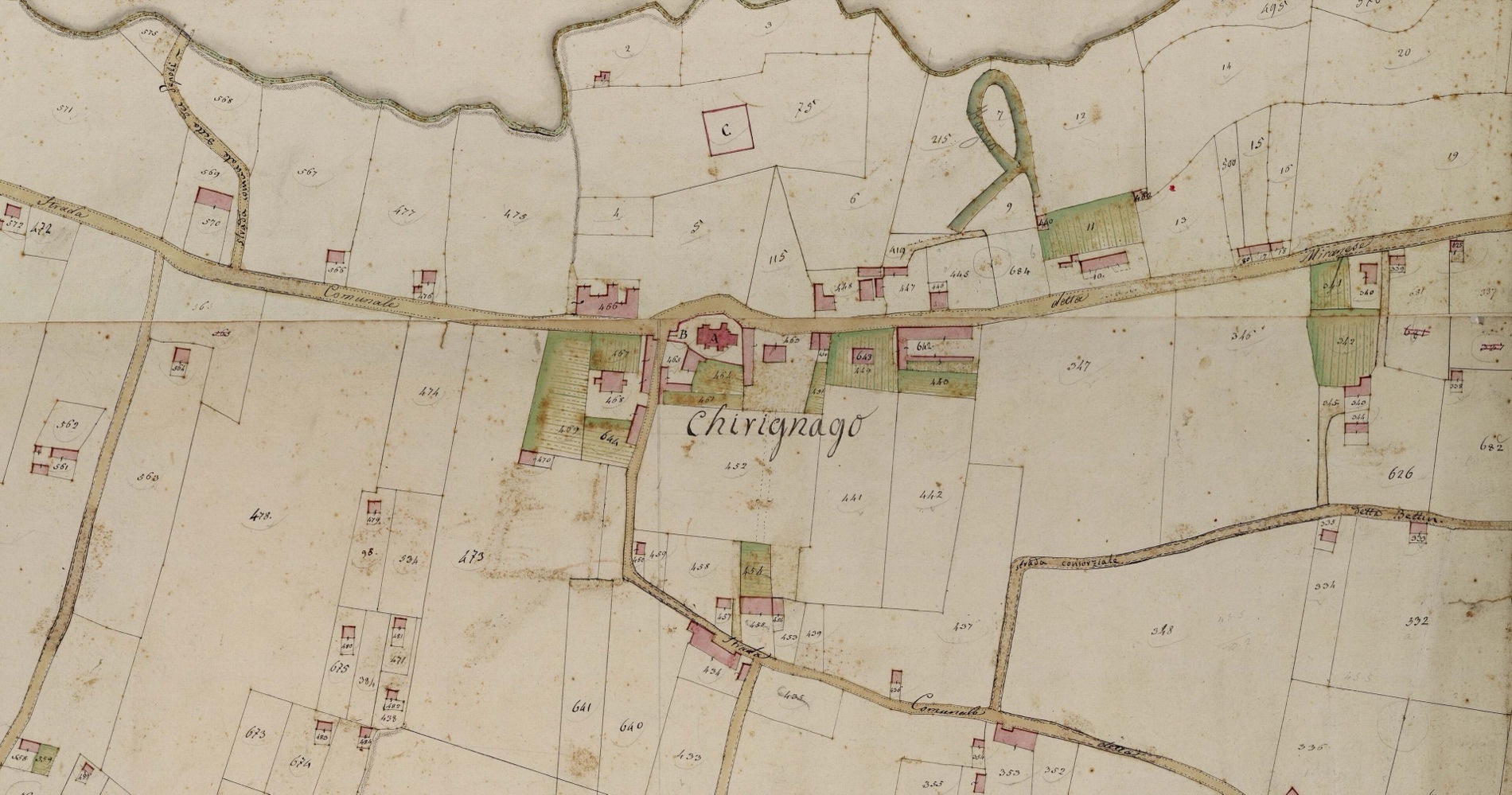 Mappa catastale storica: particelle, confini e numeri di mappale